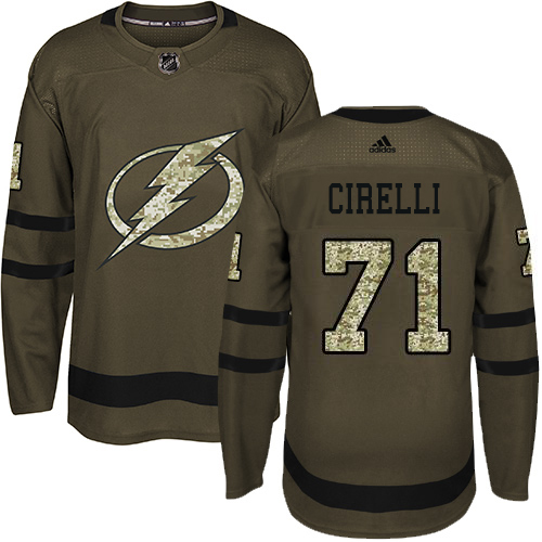 Adidas Tampa Bay Lightning #71 Anthony Cirelli Green Salute to Service Youth Stitched NHL Jersey->youth nhl jersey->Youth Jersey